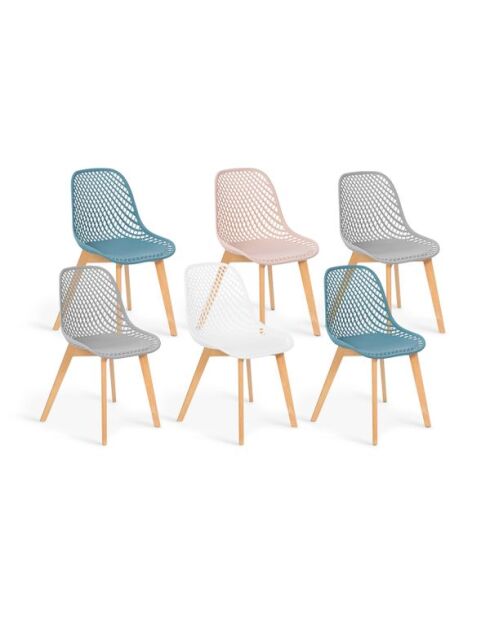 6 Chaises Maëlle assise ajourée multicolores