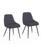 2 Chaises Ornella assise tissu gris foncé et pieds métal noirs