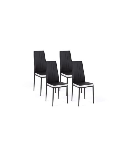 4 Chaises Jodie assise matelassée noire et blanche