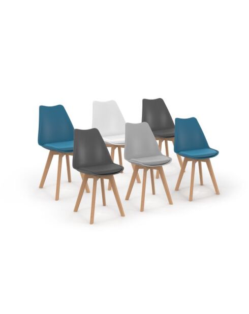 6 Chaises Nordia assise multicolores