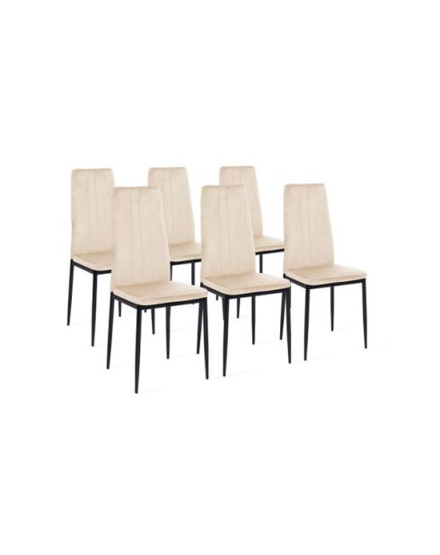 Chaises Jade en velours crème et pieds noirs - lot de 6