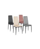 Chaises Jade en velours mix de couleurs : 1x crème, 1x rose, 1x gris clair et 1 gris foncé - lot de 4