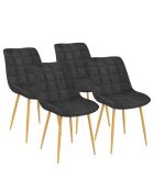 Chaises Melinda en velours matelassé gris foncé et pieds dorés - lot de 4