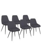 Chaises Ornella assise tissu gris foncé et pieds métal noirs - lot de 6