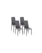 Chaises Jodie assise matelassée grise et blanche - lot de 4