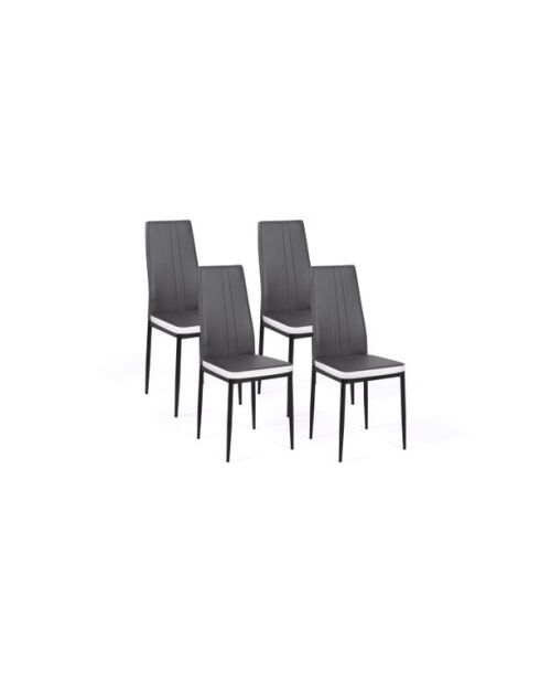 4 Chaises Jodie assise matelassée grise et blanche