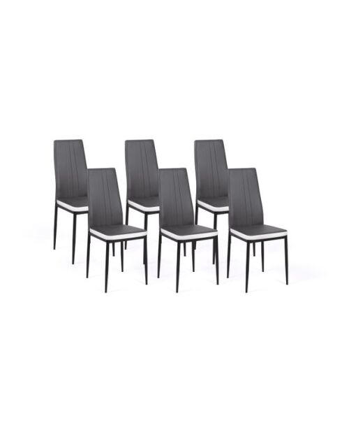 6 Chaises Jodie assise matelassée grise et blanche