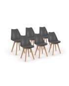 Chaises Nordia gris foncé avec assise matelassée - lot de 6