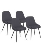 4 Chaises Ornella assise tissu gris foncé et pieds métal noirs