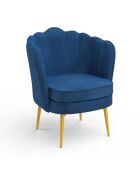 Fauteuil Arielle en velours bleu et pieds dorés