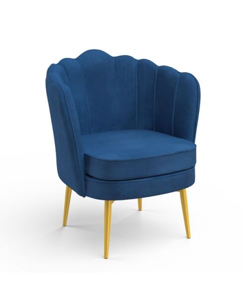 Fauteuil Arielle en velours bleu et pieds dorés