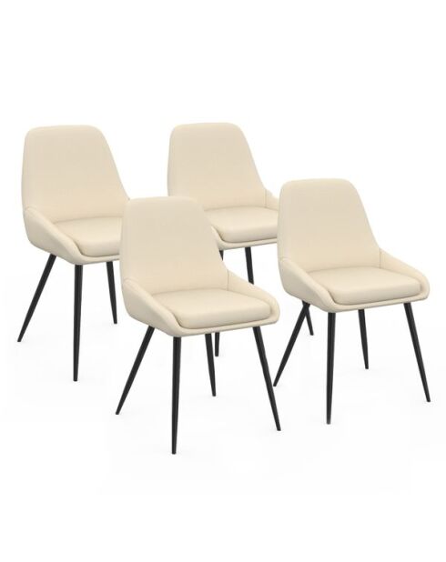 4 Chaises Ornella assise tissu beige et pieds métal noirs