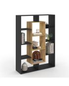 Etagère bibliothèque Paulette 11 compartiments bois et noire 143cm