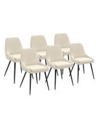 6 Chaises Olivia assise crème pieds métal