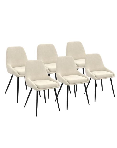 6 Chaises Olivia assise crème pieds métal