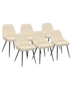 Chaises Ornella assise tissu beige et pieds métal noirs - lot de 6