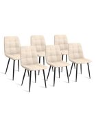 6 Chaises Linda en velours crème et pieds noirs