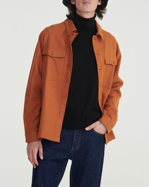 Surchemise 100% Coton Bio à carreaux moka