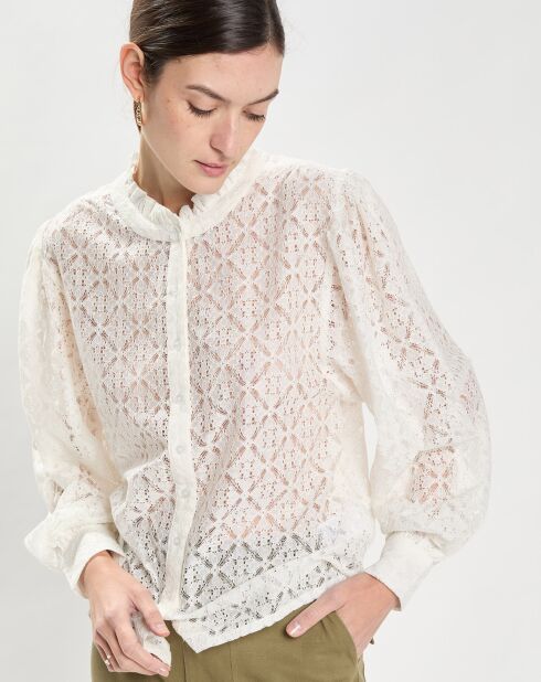 Cacilia ecru blouse met kant