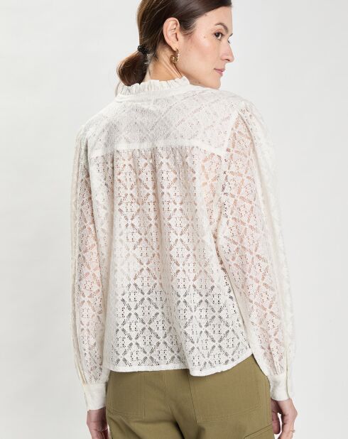 Cacilia ecru blouse met kant