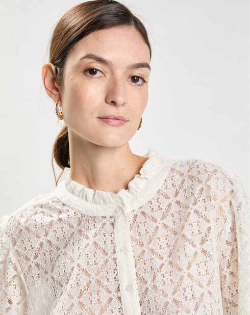 Cacilia ecru blouse met kant