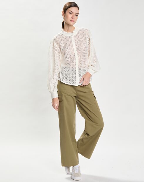 Cacilia ecru blouse met kant