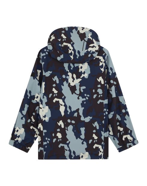 Parka imprimée camouflage noir/bleu
