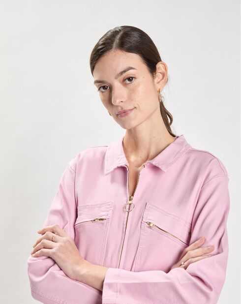 Combinaison en jean Rêve rose baby