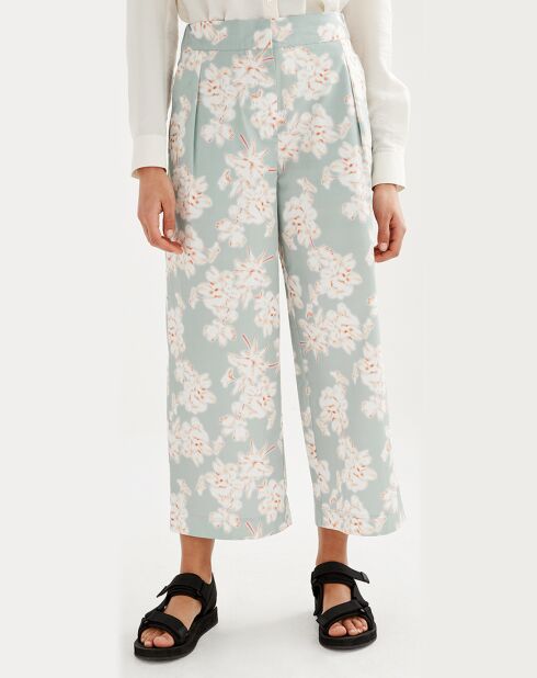 Pantalon large imprimé reseda