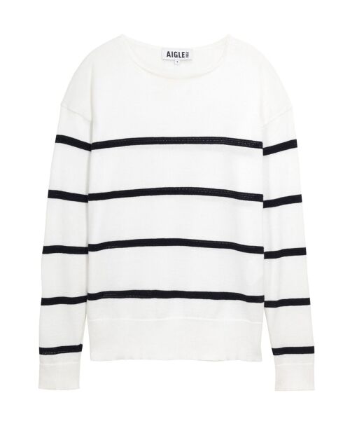 Pull rayé lait