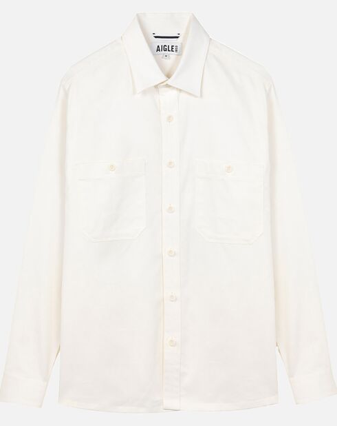 Chemise unie à poches lait
