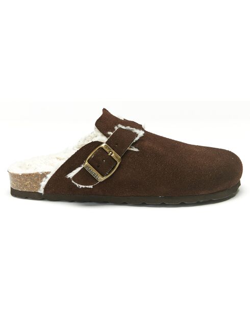 Sabots en Velours de cuir Noe marron