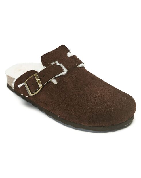 Sabots en Velours de cuir Noe marron