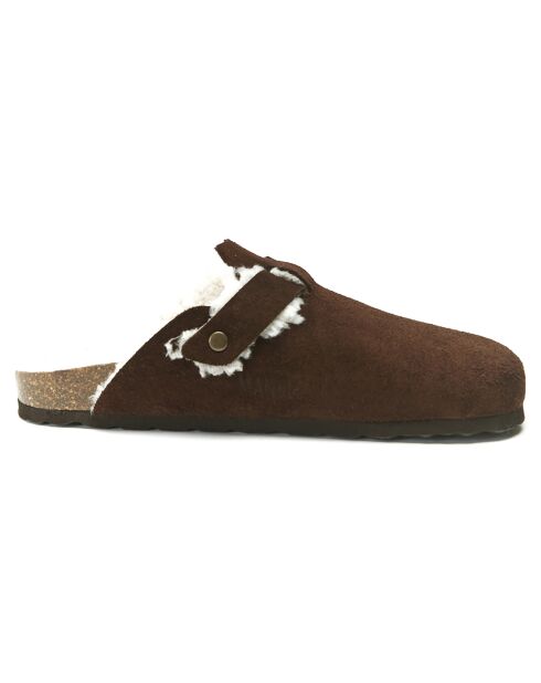 Sabots en Velours de cuir Noe marron