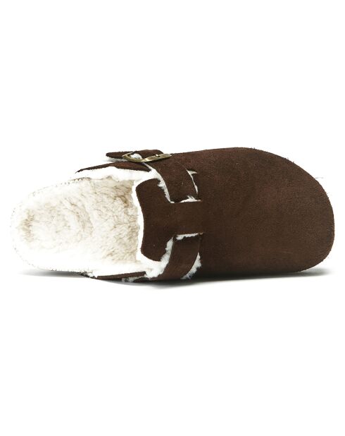 Sabots en Velours de cuir Noe marron