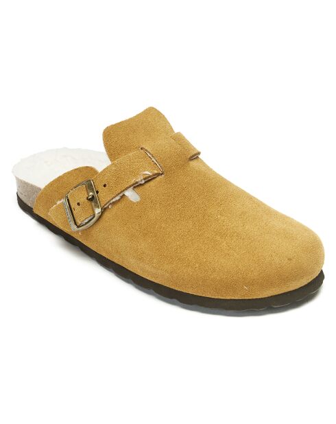 Sabots en Velours de cuir Noe  camel