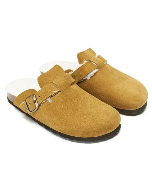 Sabots en Velours de cuir Noe  camel