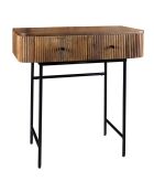 Console en manguier 2 tiroirs Iquitos naturel/noir - 80x35x80