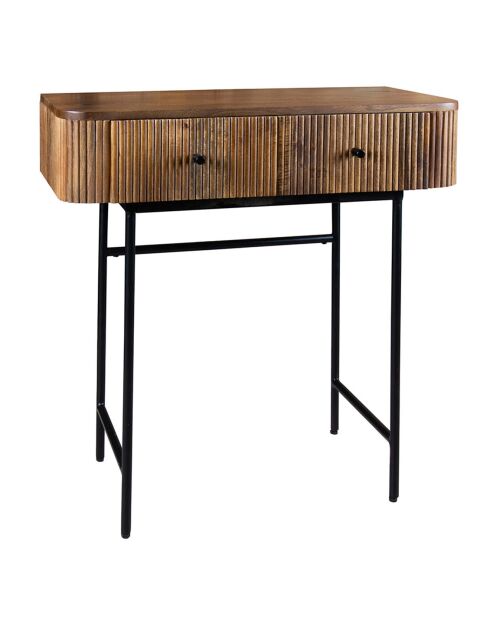 Console en manguier 2 tiroirs Iquitos naturel/noir - 80x35x80