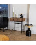 Console en manguier 2 tiroirs Iquitos naturel/noir - 80x35x80