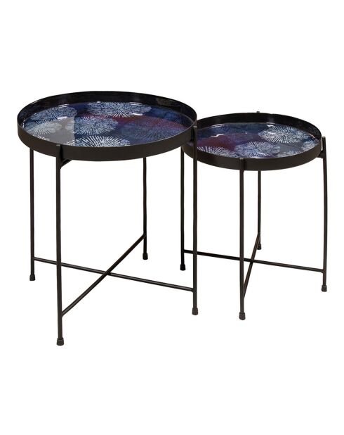 2 Tables Gela bleu/noir - H.35/40 cm