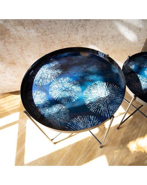 2 Tables Gela bleu/noir - H.35/40 cm