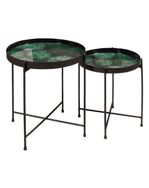 2 Tables Gela noir/vert - H.35/40 cm