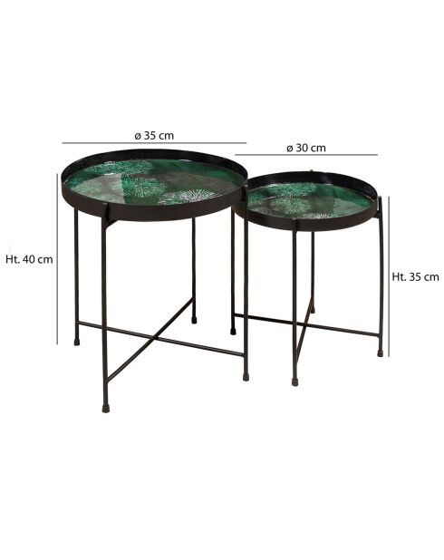 2 Tables Gela noir/vert - H.35/40 cm