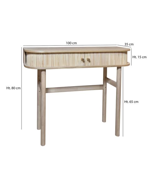 Console 2 portes Hector naturelle  - 100x35x80 cm