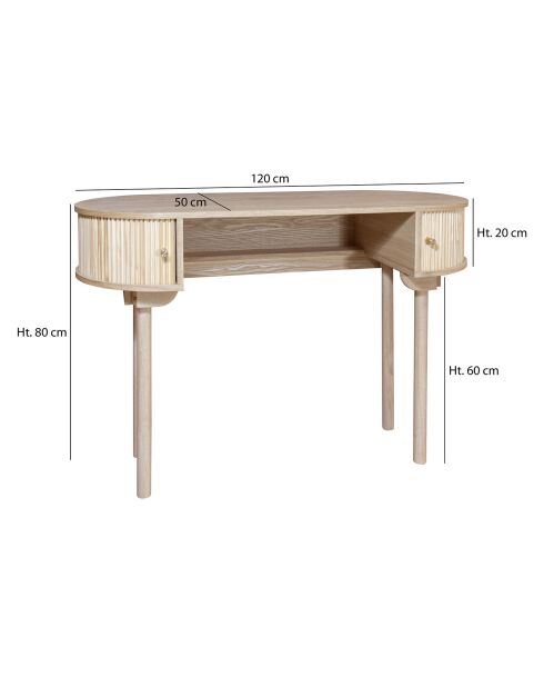 Bureau avec deux portes Hector naturel - 120x50x80 cm