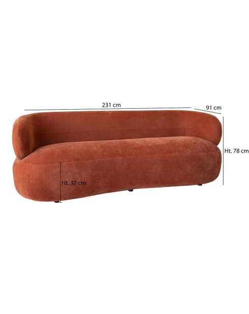 Canapé en Velours Glove terracotta - L.231xH.78xP.91 cm