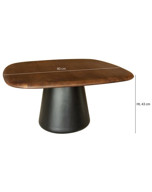 Table basse en manguier Oslo naturel/noir - 80x80x43 cm