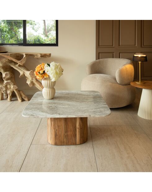 Table basse Bergen gris/naturel - 80x80x36 cm