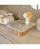 Table basse Bergen gris/naturel - 80x80x36 cm